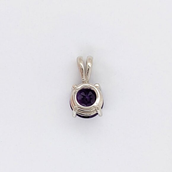 Zambian Amethyst Pendant in Solid 14K Gold | 7mm Round Shape - Picture 7 of 7
